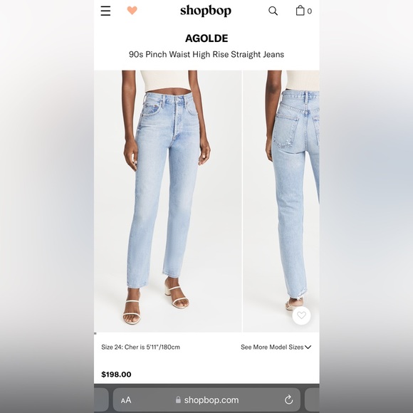 Agolde Pinchwaist Jeans Size 24 Color Soundwave - Picture 8 of 8